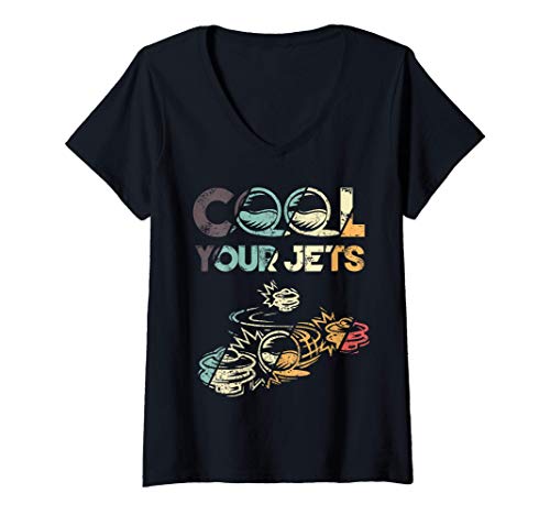 Mujer Diseño de pinball retro clásico - Cool Your Jets - Regalo Camiseta Cuello V
