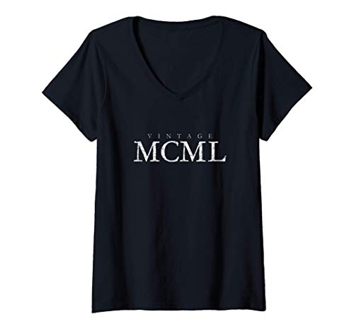 Mujer MCML Año 1950 (Blanco Antiguo) 71º Cumpleaños Camiseta Cuello V