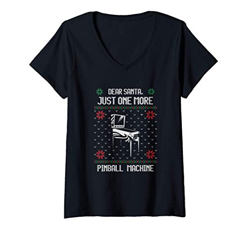 Mujer Ugly Pinball Machine Navidad Santa Pinball Wiz Camiseta Cuello V