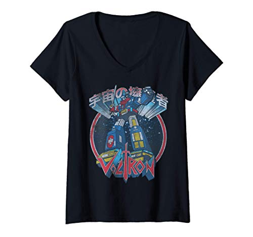 Mujer Voltron: Retro Defender Kanji Space Camiseta Cuello V
