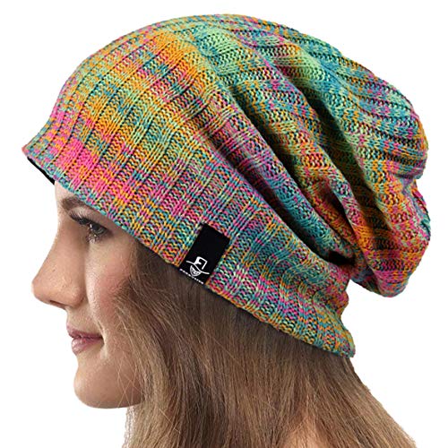 Mujeres Slouchy Gorro Tejer Boina Ribbed Holgado Casquete Invierno Verano Sombrero (Multi Verde) Mujeres Slouchy Gorro Tejer Boina Ribbed Holgado Casquete Invierno Verano Sombrero (Multi Verde)