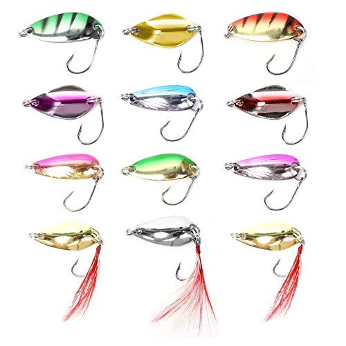 My-Fishing-World Juego de 12 cucharas profesionales para pescar truchas / 12 Spoons ideal para la pesca ultra ligera en el estanque de truchas metálicas/más práctica caja de almacenamiento My-Fishing-World Juego de 12 cucharas profesionales para pescar truchas / 12 Spoons ideal para la pesca ultra ligera en el estanque de truchas metálicas/más práctica caja de almacenamiento