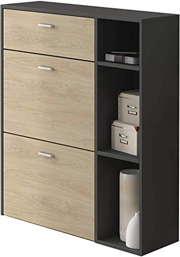 MYYINGELE Comfort Home Innovation - Color de la Estructura del Zapatero Color Gris Antracita en Las 2 Puertas basculantes y el cajón Mide 90x26x101 5cm MYYINGELE Comfort Home Innovation - Color de la Estructura del Zapatero Color Gris Antracita en Las 2 Puertas basculantes y el cajón Mide 90x26x101 5cm