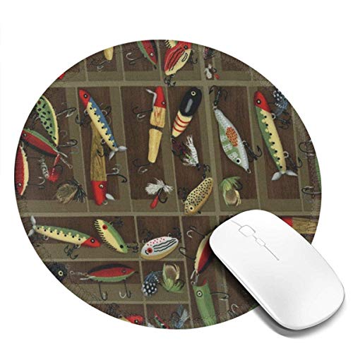 N\A Alfombrilla de ratón Redonda - Alfombrilla de ratón Antideslizante para Juegos con Gancho de Pescado - Alfombrilla de Goma Lavable para Ordenador/portátil y Consolas