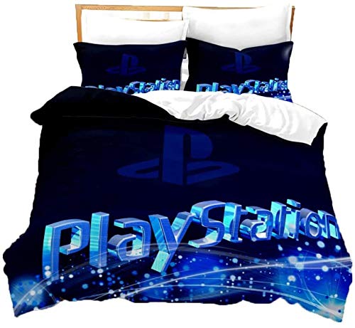 NBAOBAO Playstation 4 Controller Juego de ropa de cama para niños, niños y adolescentes, 2 fundas de almohada de 80 x 80 cm (Playstation-1,140 x 210 cm + 50 x 75 cm x 2)