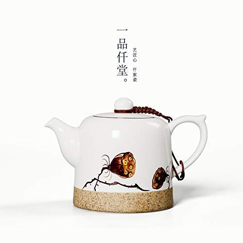 Novela Tetera de cerámica Tetera pintada a mano Cerámica Kung Fu Juego de té Sola Pot Jingdezhen Pintado a mano Juego de té de pintura a mano Filtro creativo Tetera de tetera de gres 250ml, Lotus