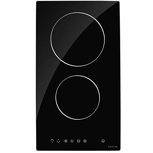 NOXTON Placa Vitrocerámica con 2 Zonas De Cocción Construido en Placas eléctricas de 30 cm Placa Caliente de Cristal Negro Estufa con Sensor de Control táctil Superior