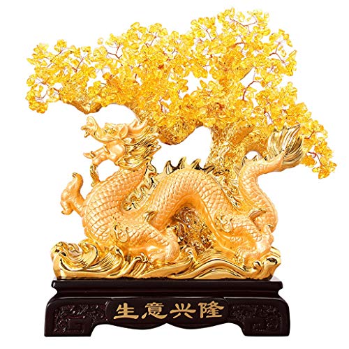 NYKK Ornamento de Escritorio Dragón Feng Shui Citrino árbol del Dinero Grifo de Cristal del árbol de Fortuna China Crystal Árbol Regalo artesanías decoración NYKK Ornamento de Escritorio Dragón Feng Shui Citrino árbol del Dinero Grifo de Cristal del árbol de Fortuna China Crystal Árbol Regalo artesanías decoración