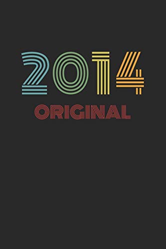 Original 2014 Vintage: Retro Notebook - 120 Pages, Dot Grid, 6" x 9" - Birthday Millennium Journal, Notepad, Notes, Diary