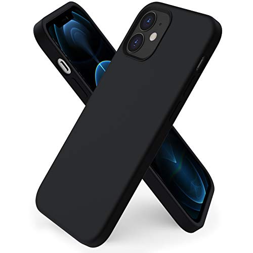 ORNARTO Funda Silicone Case Compatible con iPhone 12 Mini, Protección de Cuerpo Completo,Carcasa de Silicona Líquida Suave Antichoque Case para iPhone 12 Mini (2020) 5,4 Pulgadas Negro