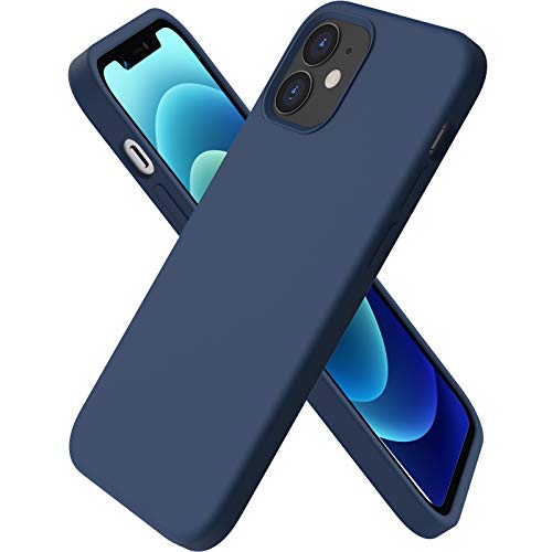 ORNARTO Funda Silicone Case Compatible con iPhone 12 Mini, Protección de Cuerpo Completo,Carcasa de Silicona Líquida Suave Antichoque Case para iPhone 12 Mini (2020) 5,4 Pulgadas Azul Marino