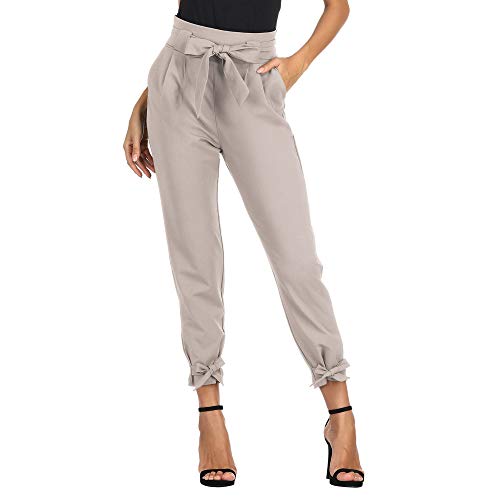 Pantalón Largo de Verano para Mujer Bodycon Delgado Casual Ligero Gris Claro Suave Tela M Cl10903-4