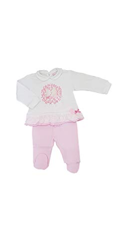 PASTELLO Pelele de algodón de punto con pies para niña, varios modelos Cj10v Rosa 1-3 meses