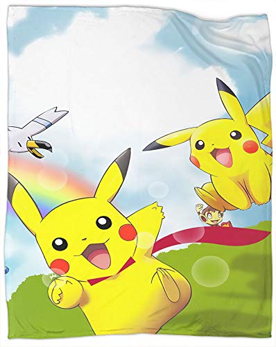 Pokemon Animation Manta de forro polar unisex para niños, niñas, niños como colcha/colcha/funda de cama, suave, ligera, cálida y acogedora, tamaño 101,6 x 127 cm