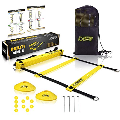 POWER GUIDANCE Escalera de Velocidad Escalera de Agilidad 6m para Fútbol Baloncesto Tenis Fitness Entrenamiento (10 Conos,Bolsa de Transporte) POWER GUIDANCE Escalera de Velocidad Escalera de Agilidad 6m para Fútbol Baloncesto Tenis Fitness Entrenamiento (10 Conos,Bolsa de Transporte)