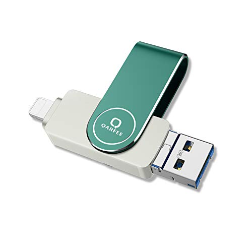 Qarfee Memoria USB 128 GB 4 en 1 Pendrive para iPhone iPad Android Computadoras Laptops Flash Drive USB 3.0 Expansión de Memoria Stick - Verde