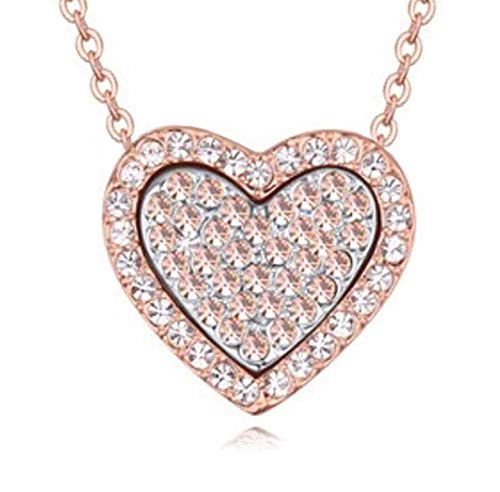 Quadiva G! - Collar para mujer con colgante de corazón, color oro rosa, blanco y blanco decorado con cristales brillantes de Swarovski®