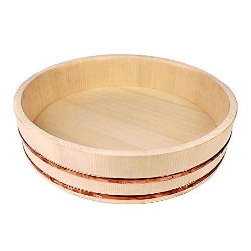 Reishunger Hangiri, Cuenco de Madera para Profesionales (diámetro de 39 cm) – Disponible en 30 cm hasta 60 cm, para arroz Sushi