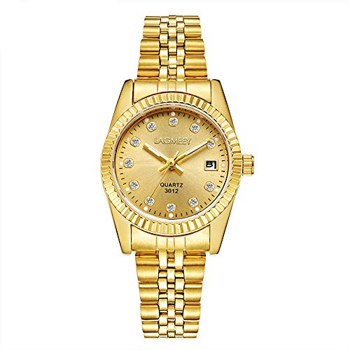 Relojes Dorado Cristal para Mujer Relojes Calendario Acero Inoxidable Elegante Item Name (aka Title)