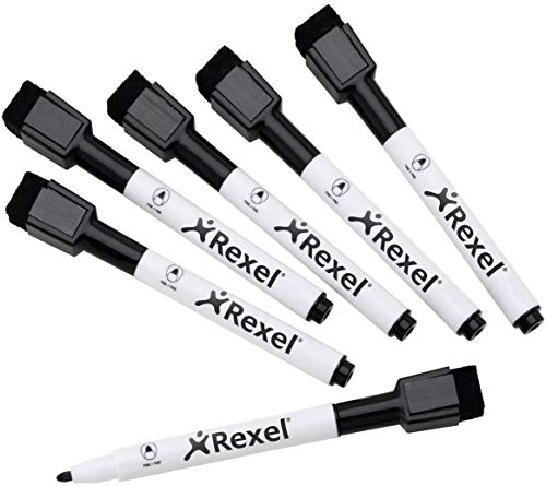 Rexel 2104184 - Mini Rotulador Borrado En Seco (Pack 6) Color Negro Rexel 2104184 - Mini Rotulador Borrado En Seco (Pack 6) Color Negro