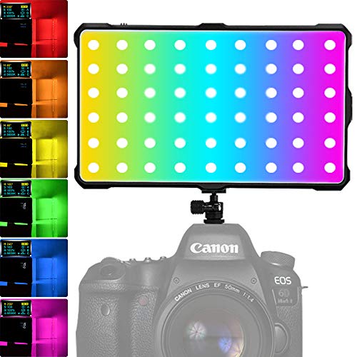 RGB Antorcha Led Video, Luz LED RGB Videocámara Luz Video de Bolsillo Recargable Foco Led Camara con Batería Incorporada Type-C Cambio rápido CRI97+/TLCI 98+ 3200K-5600K 360 Colores Ajustables