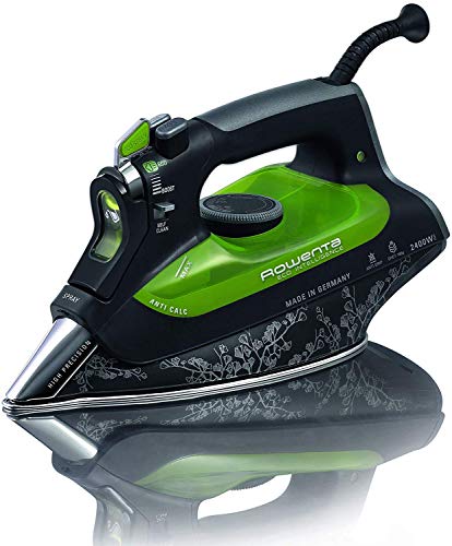 Rowenta Eco Intelligence DW6010D1 Plancha de Ropa, 30% Ahorro energía, Suela microsteam 3D Laser con Punta de precisión, Vapor Continuo 40 g/min, 2400 W, 0.3, Negro, Verde