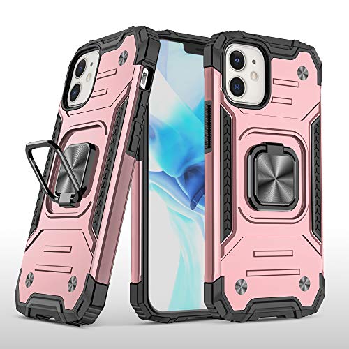 Ryfi Funda para iPhone 12 Pro MAX Anti-Choques,Anillo Giratorio de 360 Grados,Soporte del Coche Bumper,TPU Protectora Antigolpes Compatible con iPhone 12 Pro MAX (Rose Gold)