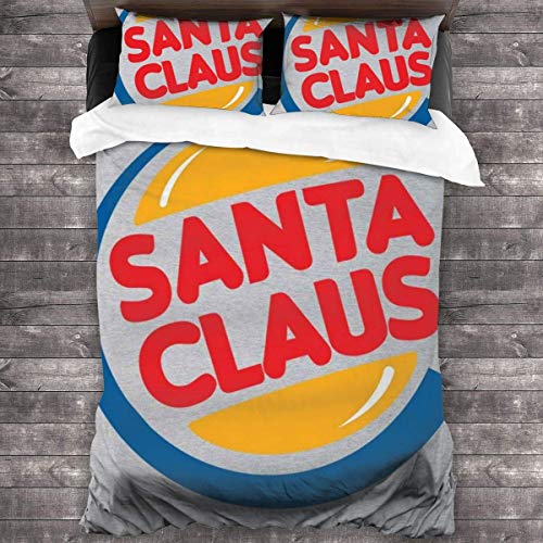 Santa Claus Burger King Logo Christmas Juego de Cama de 3 Piezas Funda nórdica, Juego de Cama Decorativo de 3 Piezas con 2 Fundas de Almohada