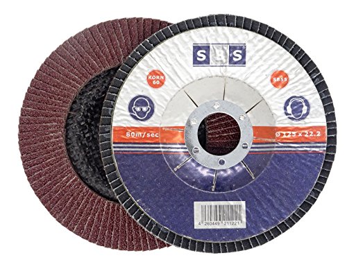SBS Discos de láminas de 115 mm de diámetro, grano 80, 10 unidades, color marrón, para amoladora angular de metal y madera