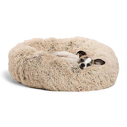 S/C ShengChang La cama para perro calmante original en pelo peludo, cama para mascotas autocalentable lavable a máquina en varios tamaños (XL: 117 x 117 cm), color beige