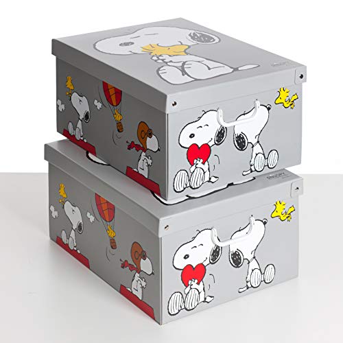 SET DE DOS Cajas de almacenamiento en cartón, tamaño grande, 2 unidades, modelo SNOOPY SET DE DOS Cajas de almacenamiento en cartón, tamaño grande, 2 unidades, modelo SNOOPY