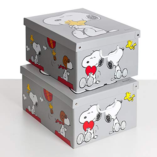 SET DE DOS Cajas de almacenamiento en cartón, tamaño grande, 2 unidades, modelo SNOOPY