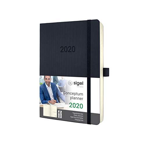 SIGEL C2020 Agenda diaria 2020 Conceptum, tapa blanda 13,5 x 21 cm, negro