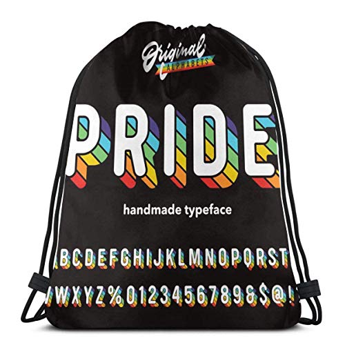Smalaty Mochila con cordón Letters of Pride 'Six Color Rainbow Typeface destinado a Celebrar la Diversidad Bolso con cordón a Granel para niñas Niños Niños