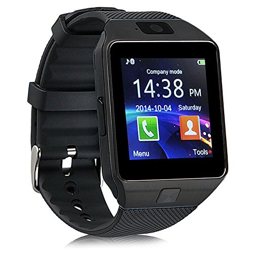 Smart Watch Bluetooth GT08, reloj de pulsera para Android Samsung HTC LG Sony Huawei (todas las funciones), iOS iPhone 5/5S/6/Plus, DZ09 With Camera black