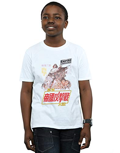 Star Wars Niños The Empire Strikes Back Airbrush Kanji Poster Camiseta Blanco 5-6 Years