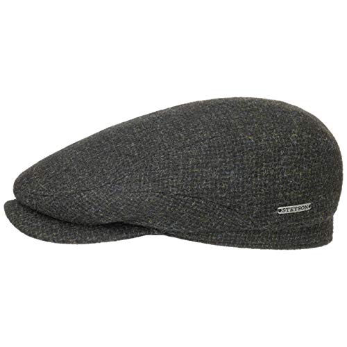 Stetson Gorra Plana Belfast Tweed - Gorra chata de Caballero - Gorra de Lana con Visera - con Forro de algodón - otoño/Invierno - Gorra de Caballero Verde Oliva 56 cm