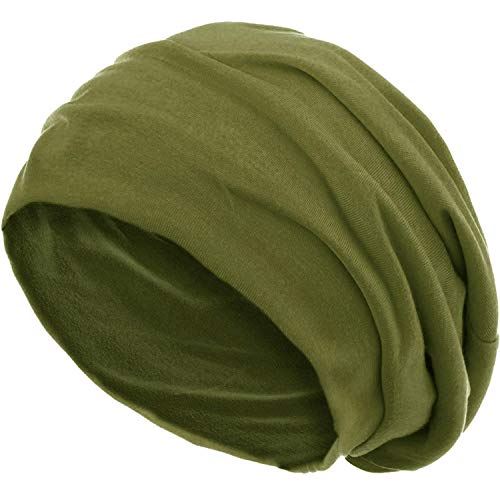 style3 Gorro Slouch Beanie de Fino Tejido de Punto Transpirable y Ligero, Gorro Unisex One Size, Color:Verde Oliva