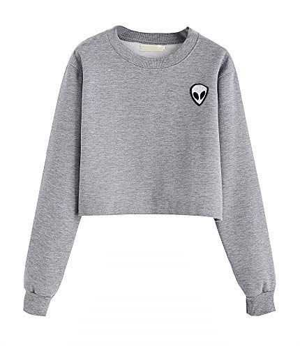 Sudadera Alieno para mujer – Camiseta – Jersey – Estampado – Chica – Idea regalo original – Cumpleaños – Navidad gris M