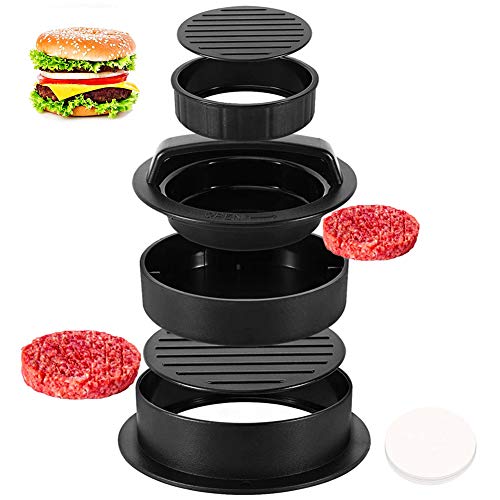 SUNSK Prensa para Hamburguesas 3 en 1 Moldes para Hamburguesas con 100 Papeles Encerados prensa de Hamburguesa Antiadherente para Mazos para carne y Herramienta de Barbacoa SUNSK Prensa para Hamburguesas 3 en 1 Moldes para Hamburguesas con 100 Papeles Encerados prensa de Hamburguesa Antiadherente para Mazos para carne y Herramienta de Barbacoa