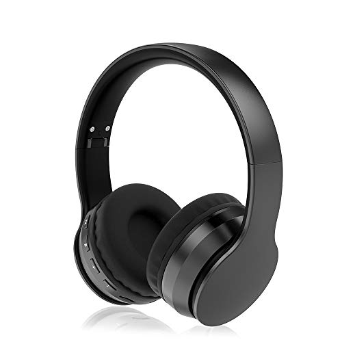 Sunvito Auriculares Bluetooth 5.0 de Diadema Plegable,4 en 1 Estéreo Bass Inalámbrico Auriculares con Reproductor MP3,FM Radio,Auriculares con Cable,Mic Arriba-Oreja