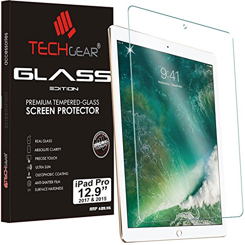 TECHGEAR Vidrio Compatible con iPad Pro 12.9" 2017/2015 - Auténtica Protector de Pantalla Vidro Templado Solamente para Apple iPad Pro 12.9 Pulgada 2017 e 2015