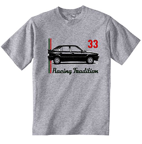 TEESANDENGINES Alfa Romeo 33 Racing Tradition Camiseta Gris para Hombre de Algodon Size Large