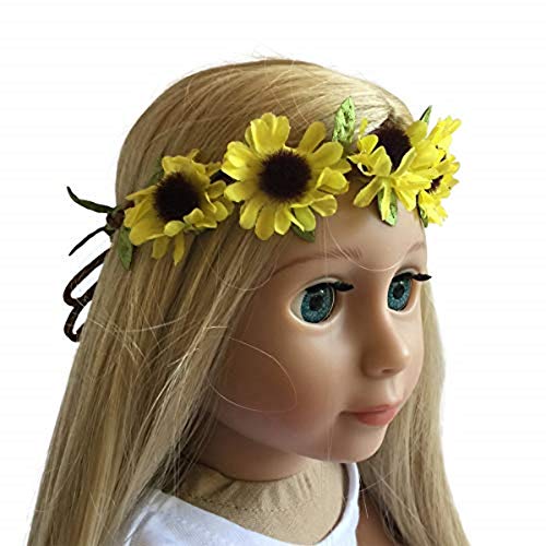 The New York Doll Collection 18 pulgadas / 46 cm Muñeca Diadema - Floral Amarillo Girasol Guirnalda - Cabello Accesorios para 18 pulgadas / 46 cm Muñecas