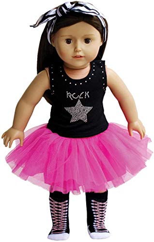 The New York Doll Collection Glorioso Mullido Completar Atuendo por Moda Niña Incluye Rock Estrella Tutu-Calcetín-Diadema-Encaja 18 Pulgadas / 46 cm Muñeca Ropa (43221-5990)