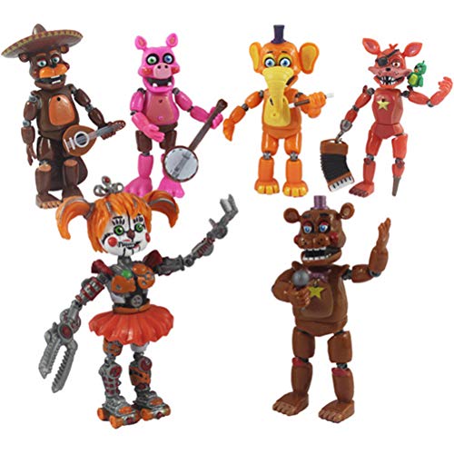 TiKiNi Figuras de acción de Five Nights at Freddys, 6 piezas de figuras de acción de juego caliente, juguetes de vacaciones, decoración para el hogar, coche, regalo para los fans del juego