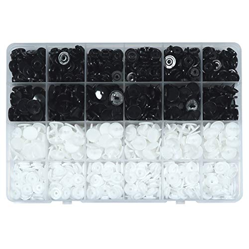 Toaab 240 - Juego de botones de presión de plástico T5 12 mm, color blanco y negro para accesorios de costura de ropa DIY Craft Scrapbook