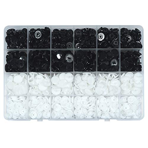 Toaab 240 - Juego de botones de presión de plástico T5 12 mm, color blanco y negro para accesorios de costura de ropa DIY Craft Scrapbook Toaab 240 - Juego de botones de presión de plástico T5 12 mm, color blanco y negro para accesorios de costura de ropa DIY Craft Scrapbook