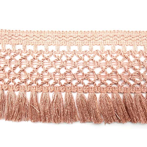 TOMASELLI MERCERIA 50 cm flecos pasamanería cuerda red borla moda decoración alta 125 mm – rosa antiguo