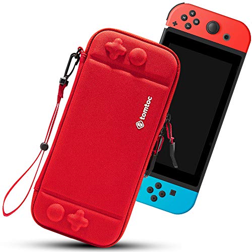 tomtoc Funda Ultra Delgada para Nintendo Switch, Patente Original Estuche Rígido con más Espacio de Almacenamiento para 10 Juegos, Case de Transporte con Protección de Estándar Militar, Rojo